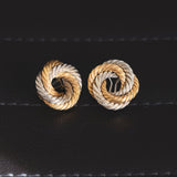 Vintage two-tone 18K gold earrings, 70s