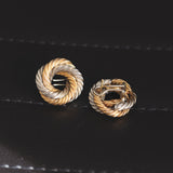 Vintage two-tone 18K gold earrings, 70s