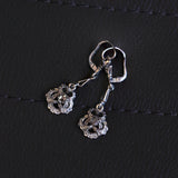 Antique 18K white gold earrings with diamonds and white sapphires, 20s