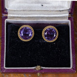 Vintage-Ohrringe aus 18-karätigem Gold mit violetten Saphiren, 50er Jahre – Antichità Galliera