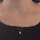 18 Karat Gelbgold Halskette mit Lichtpunkt und 0.48 Karat Altschliffdiamant