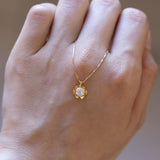 18 Karat Gelbgold Halskette mit Lichtpunkt und 0.48 Karat Altschliffdiamant