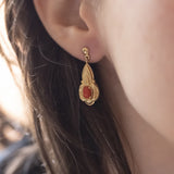 Vintage antique style earrings in 8K gold with corals
