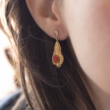 Vintage antique style earrings in 8K gold with corals