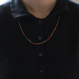 Vintage 8K gold necklace with coral spheres, 70s