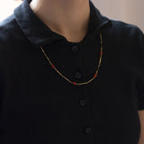 Vintage 8K gold necklace with coral spheres, 70s