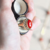 Vintage 8K gold coral ring, 50s / 60s