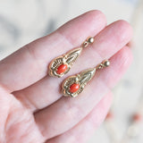 Vintage antique style earrings in 8K gold with corals