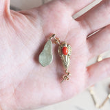 Vintage antique style earrings in 8K gold with corals