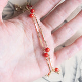 Vintage 8K gold necklace with coral spheres, 70s