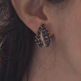 Boucles d'oreilles vintage en or 14K avec saphirs et diamants, 70