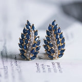 Vintage 14K gold earrings with sapphires and diamonds, 1970s