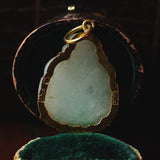 Colgante vintage con forma de Buda en oro de 18 quilates y jade, años 70/80