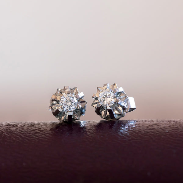 Punto luce vintage in oro bianco 14K con diamanti di taglio brillante (0.35ct ca.), anni '60