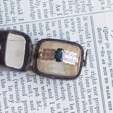 Bague vintage en or 14 carats avec saphir et diamants, années 1950/1960