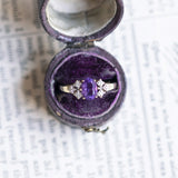 Vintage 14K gold ring with amethyst and diamonds, 60s