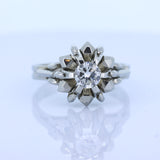 Vintage 18K white gold ring with brilliant cut diamond (0.50 ct), 1950s