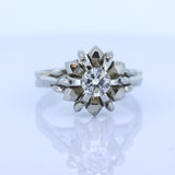 Vintage Ring aus 18 Karat Weißgold mit Diamant im Brillantschliff (0,50 ct), 50er Jahre