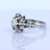 Vintage Ring aus 18 Karat Weißgold mit Diamant im Brillantschliff (0,50 ct), 50er Jahre