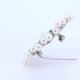 Vintage 18 Karat Goldbrosche mit Perlen und Türkis, 60er Jahre