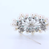 Vintage 18 Karat Goldbrosche mit Perlen und Türkis, 60er Jahre