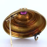 Broche ancienne en or 14 carats avec tourmaline violette. milieu du XIXe siècle