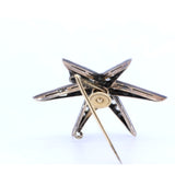Антикварная брошь / кулон в форме звезды из золота и серебра с бриллиантами, начало 900-х годов
