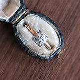 Anello vintage in oro 14K con diamanti di taglio huit-huit, anni '50