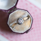 Antique 14K white and yellow gold solitaire with brilliant cut diamond (approx. 0.30 ct), 10s / 20s