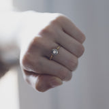 Antique 14K white and yellow gold solitaire with brilliant cut diamond (approx. 0.30 ct), 10s / 20s