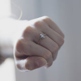 Antique 14K white and yellow gold solitaire with brilliant cut diamond (approx. 0.30 ct), 10s / 20s