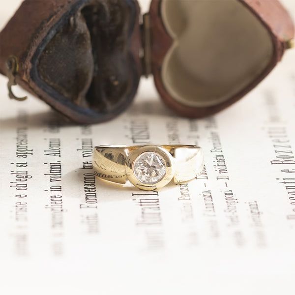 Solitario vintage in oro 14K con diamante di taglio brillante (0.80ct ca.), anni '70