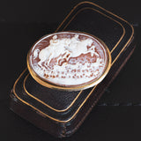 Vintage 18 Karat Gold Brosche / Anhänger mit Cameo auf Muschel, 50er Jahre