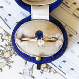 Toi et Moi vintage en or 18 carats avec saphir et diamant (0.35 ct env.), années 50