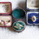 Bague vintage en or 14 carats avec rubis et diamants, 1960