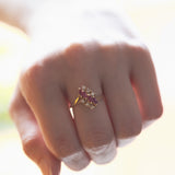 Vintage 14K gold ring with rubies and diamonds, 60s