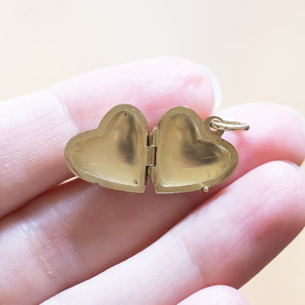 Pendentif ancien cadre photo coeur en or 8K, 1940