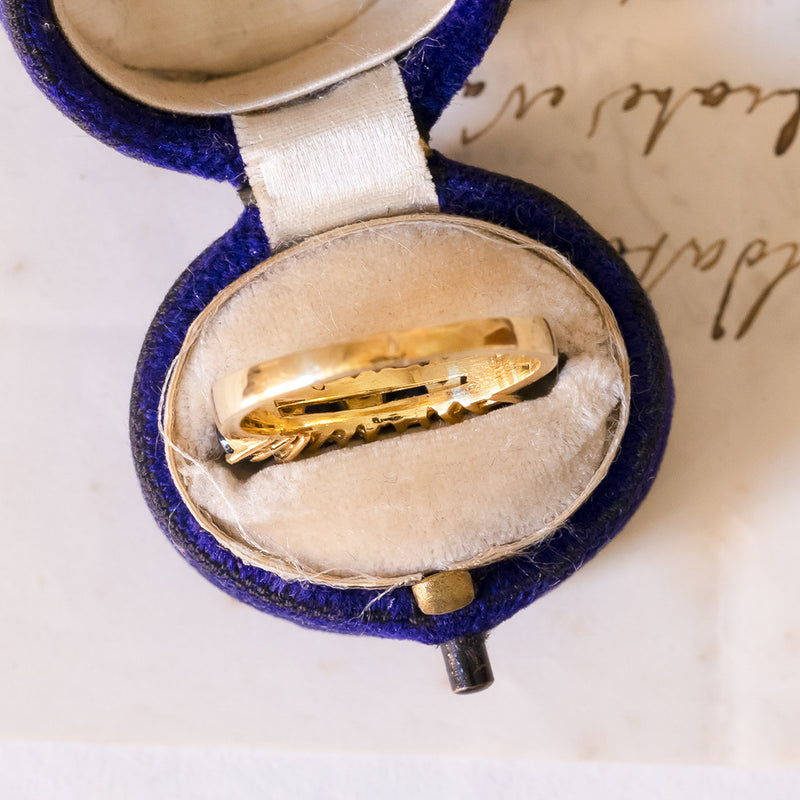 Coppia di verette in oro giallo 18K con rubini, zaffiri e diamanti (0.24ctw ca.), anni '60/'70