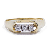 Vintage 14k gold ring with 3 brilliant cut diamonds (0.21ct), 70s
