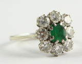 White gold ring with central emerald and brilliant cut diamonds, 50s - Antichità Galliera