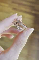 Vintage 14K rose gold ring with pink morganites (approx. 3.50ctw) and diamonds (approx. 0.13ctw), 70s