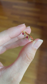 Vintage 18K gold ring with rubies and diamonds (0.10ctw approx.), 70s