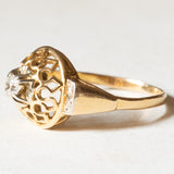 Vintage Diamantring aus 18 Karat Gelb- und Weißgold (Mitte ca. 0.10 Karat), 40er Jahre