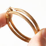 Vintage 9K Gold Hohlrohr Creolen, 70er Jahre