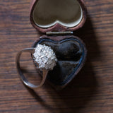 Vintage 14K white gold daisy ring with diamonds (approx. 2ctw), 50s / 60s