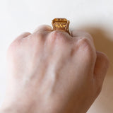 Anello vintage da cocktail in oro 18K con quarzo citrino (15ct ca.), anni ‘60
