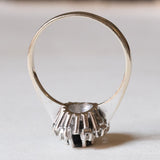 Vintage Ring aus 14 Karat Weißgold mit Saphiren (ca. 1.15 ct) und Diamanten (ca. 0.12 ctw), 70er Jahre