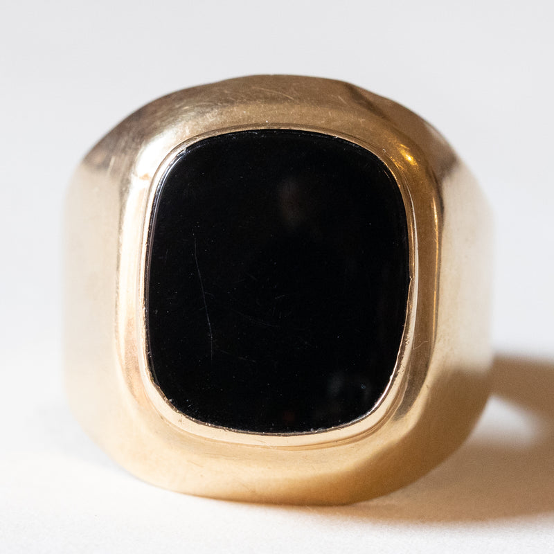 Anello da uomo con pietra ovale in onice nero (oro 18k Anello da uomo con pietra ovale in onice nero (oro 18k
