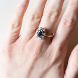 Vintage Ring aus 14 Karat Weißgold mit Saphiren (ca. 1.15 ct) und Diamanten (ca. 0.12 ctw), 70er Jahre
