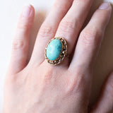 8K gold ring with turquoise, 1940s